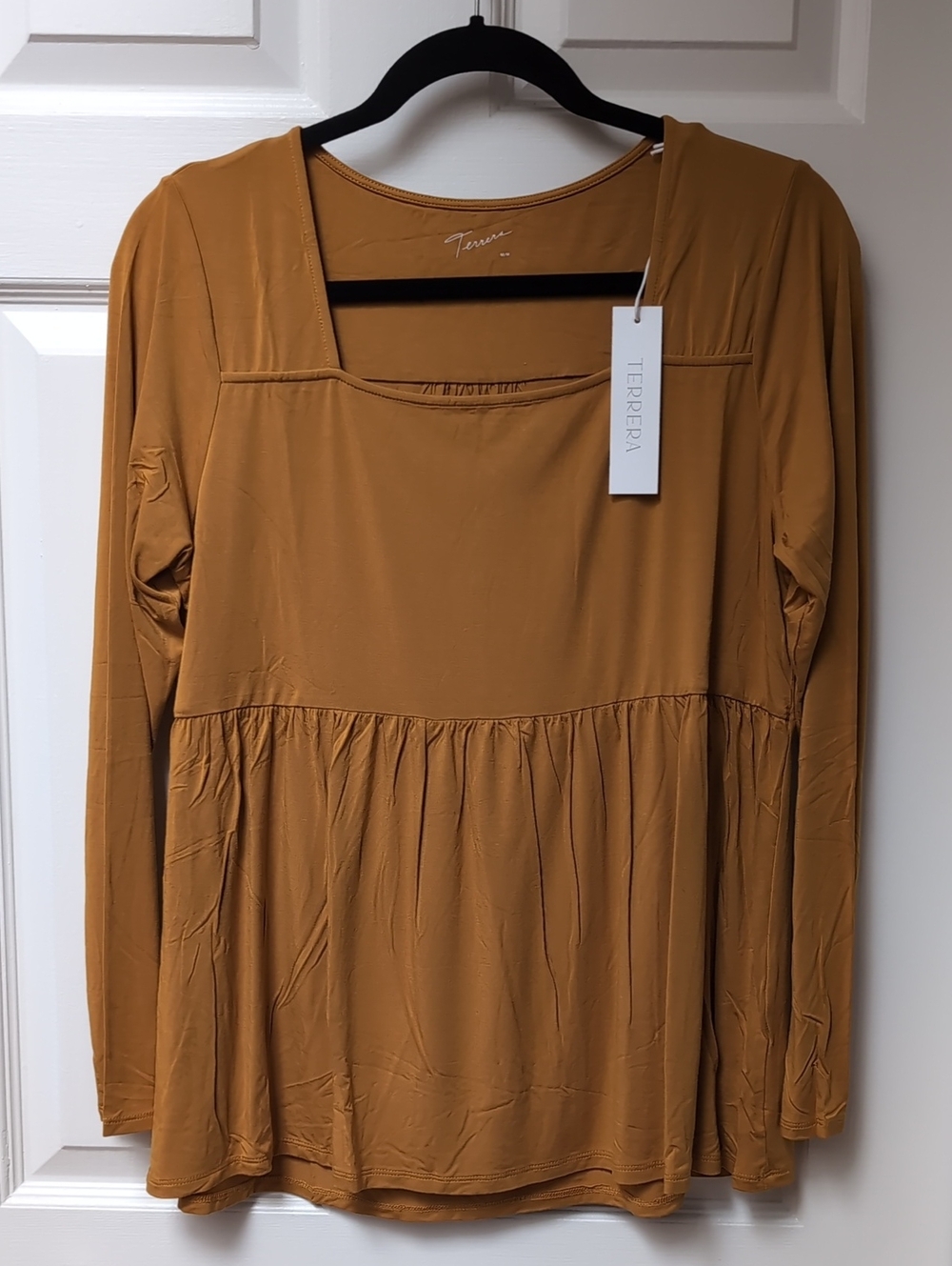 Harvest Gold Long-Sleeve Peplum Tunic